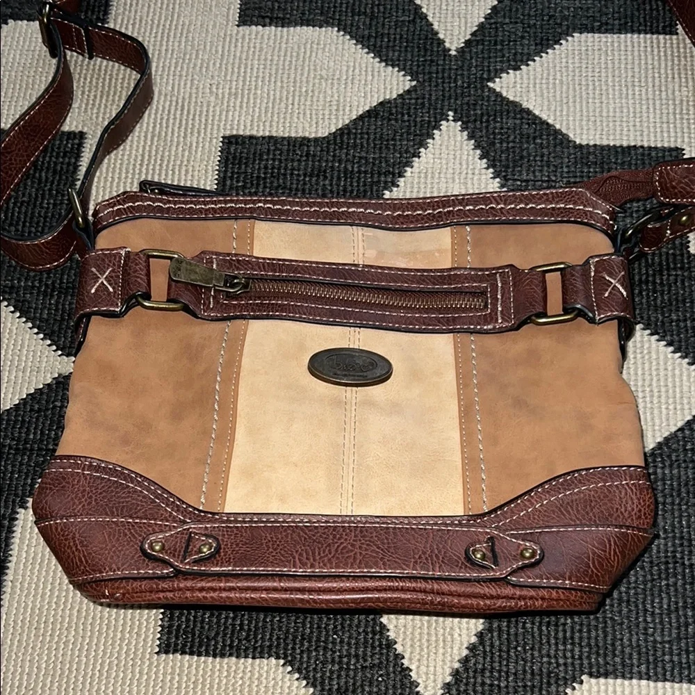 BOC Born Concepts Brown Tan Patchwork Purse Shoulder Bag